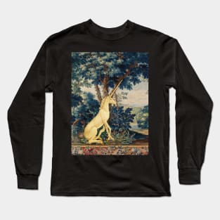 UNICORN IN WOODLAND LANDSCAPE AMONG GREENERY AND TREES Long Sleeve T-Shirt